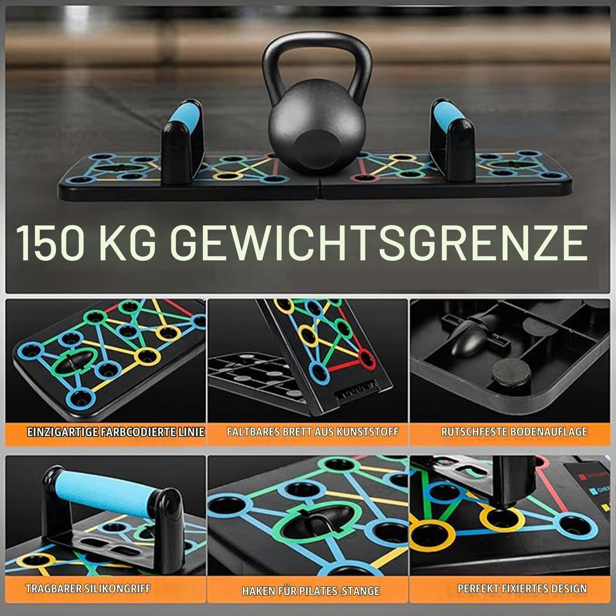 17 in 1 Faltbare Push-Up Liegestütz Brett mit Handgriff für Muskeltraining Effektiv Für Männer Liegestützgestell (Schwarz)