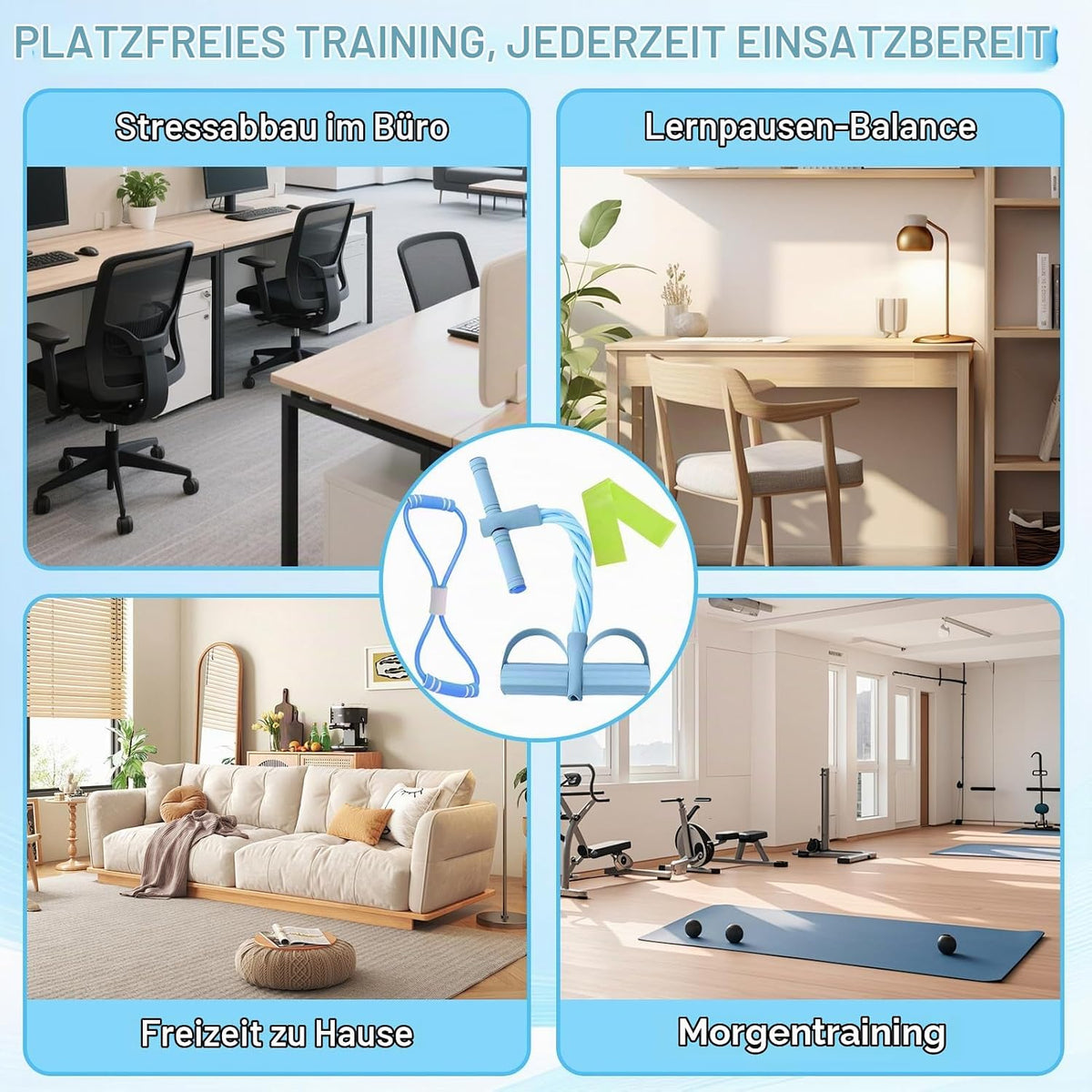 Fitness-Set Bauchtrainer für Zuhause, Pedal Widerstandsband mit Griff