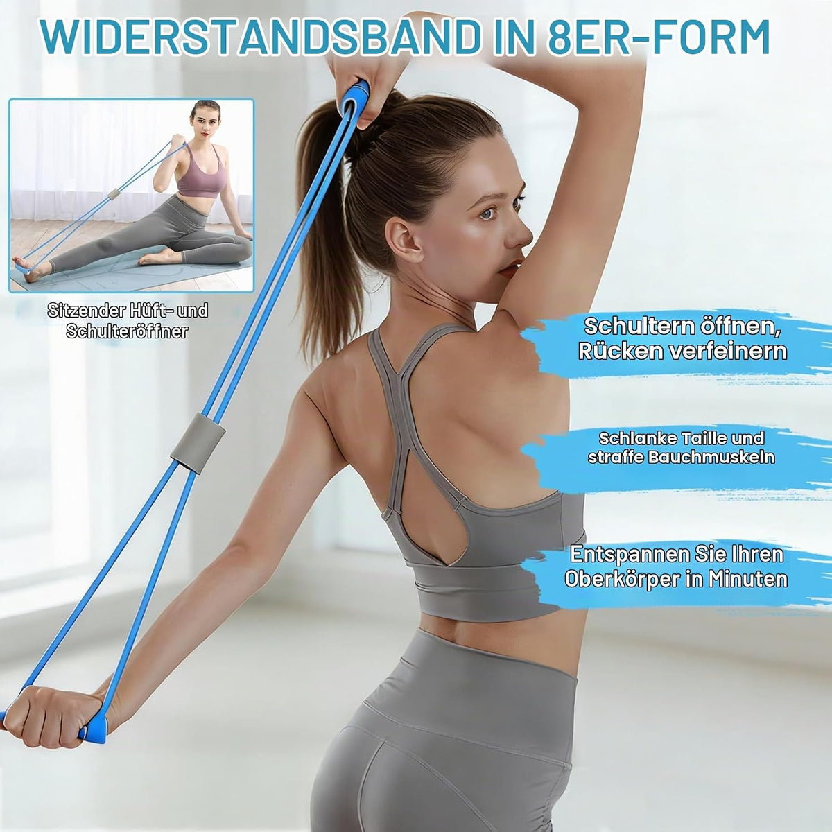 Fitness-Set Bauchtrainer für Zuhause, Pedal Widerstandsband mit Griff