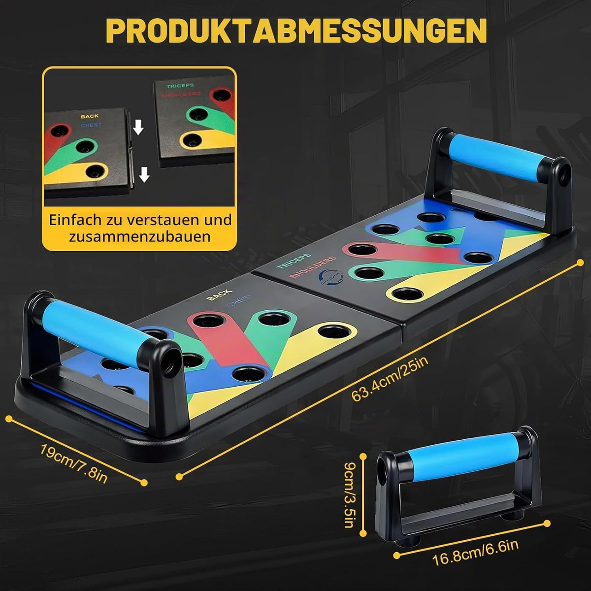 Push Up Board, Multifunktionale Liegestützbrett, Tragbar Liegestütze Brett, Faltbar, Fitnessgeräte für Zuhause, Liegestützgriffe, Sportgeräte Zuhause, Homegym