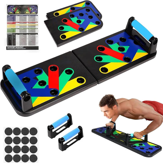 Push Up Board, Multifunktionale Liegestützbrett, Tragbar Liegestütze Brett, Faltbar, Fitnessgeräte für Zuhause, Liegestützgriffe, Sportgeräte Zuhause, Homegym
