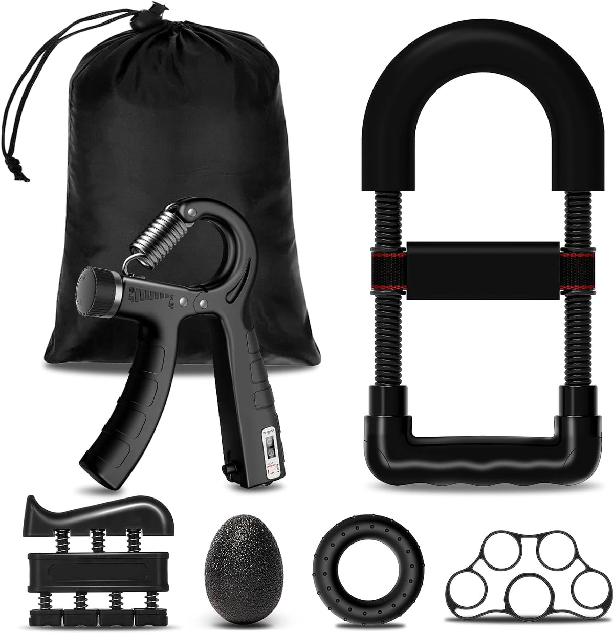 DEPAR 6-Piece Hand Trainer Set, Adjustable Resistance 5-60 kg, Grip Strength, Forearm Trainer, Finger Trainer, Forearm Hand Trainer Training for Athletes, Hand Strengthener