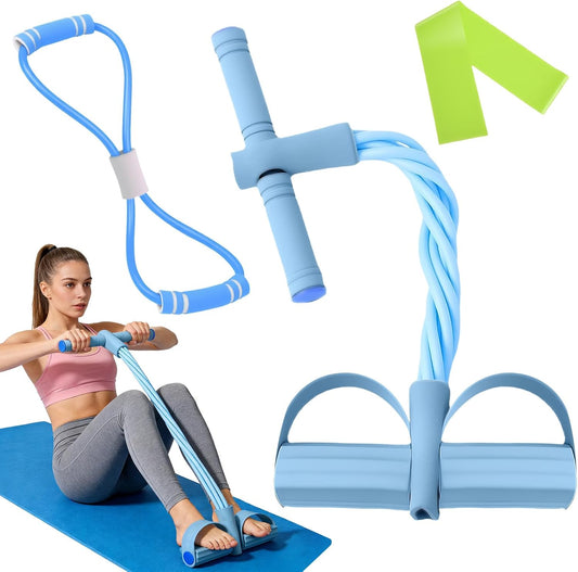 Fitness-Set Bauchtrainer für Zuhause, Pedal Widerstandsband mit Griff
