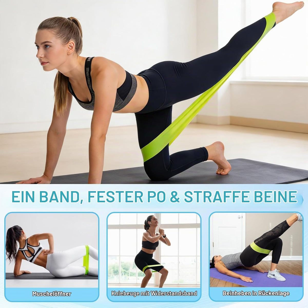 Fitness-Set Bauchtrainer für Zuhause, Pedal Widerstandsband mit Griff