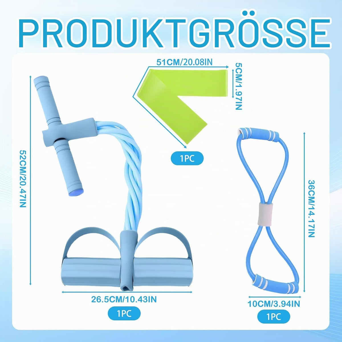 Fitness-Set Bauchtrainer für Zuhause, Pedal Widerstandsband mit Griff