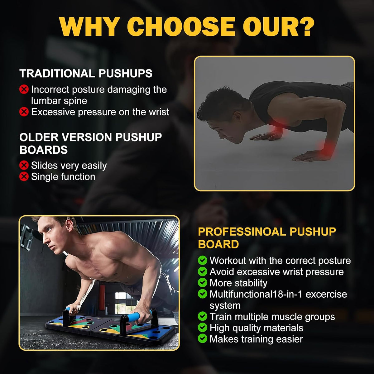 Push Up Board, Multifunktionale Liegestützbrett, Tragbar Liegestütze Brett, Faltbar, Fitnessgeräte für Zuhause, Liegestützgriffe, Sportgeräte Zuhause, Homegym