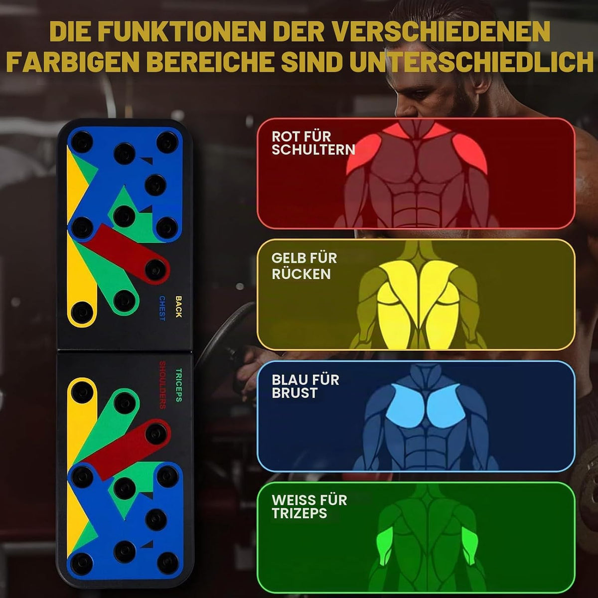 Push Up Board, Multifunktionale Liegestützbrett, Tragbar Liegestütze Brett, Faltbar, Fitnessgeräte für Zuhause, Liegestützgriffe, Sportgeräte Zuhause, Homegym