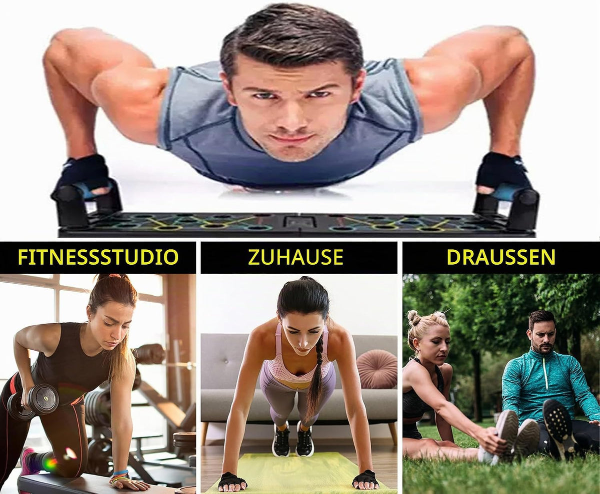 17 in 1 Faltbare Push-Up Liegestütz Brett mit Handgriff für Muskeltraining Effektiv Für Männer Liegestützgestell (Schwarz)