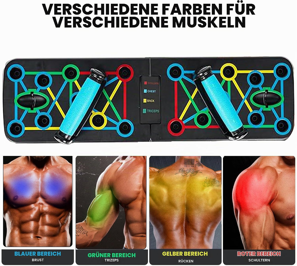17 in 1 Faltbare Push-Up Liegestütz Brett mit Handgriff für Muskeltraining Effektiv Für Männer Liegestützgestell (Schwarz)